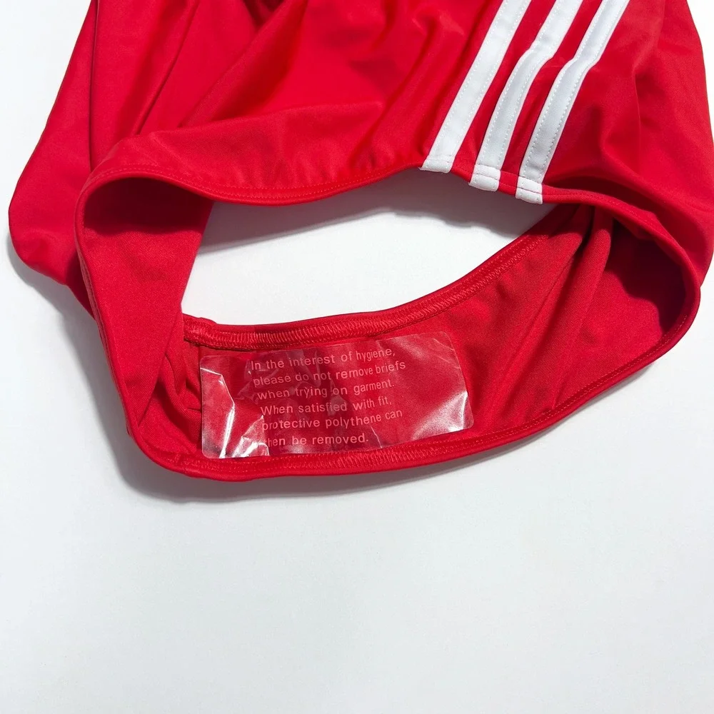 Adidas Originals 3-Stripe One Piece Swimsuit Red